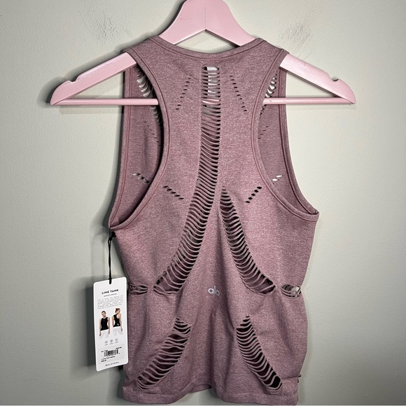 NWT ALO Yoga Line Tank Cut Out Dusted Plum Heather Size Medium - Picture 4 of 11